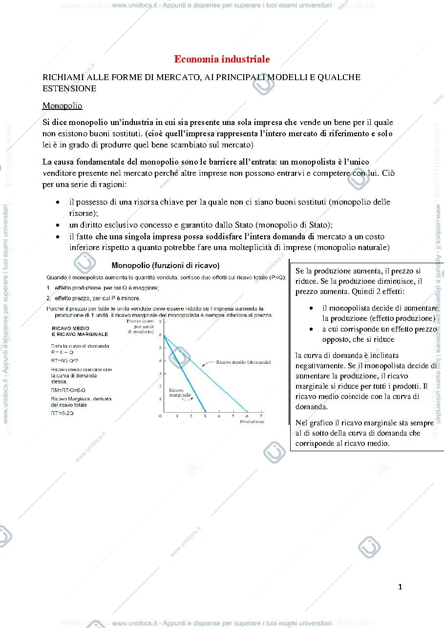 Anteprima pagina 1 — Economia industriale manello 