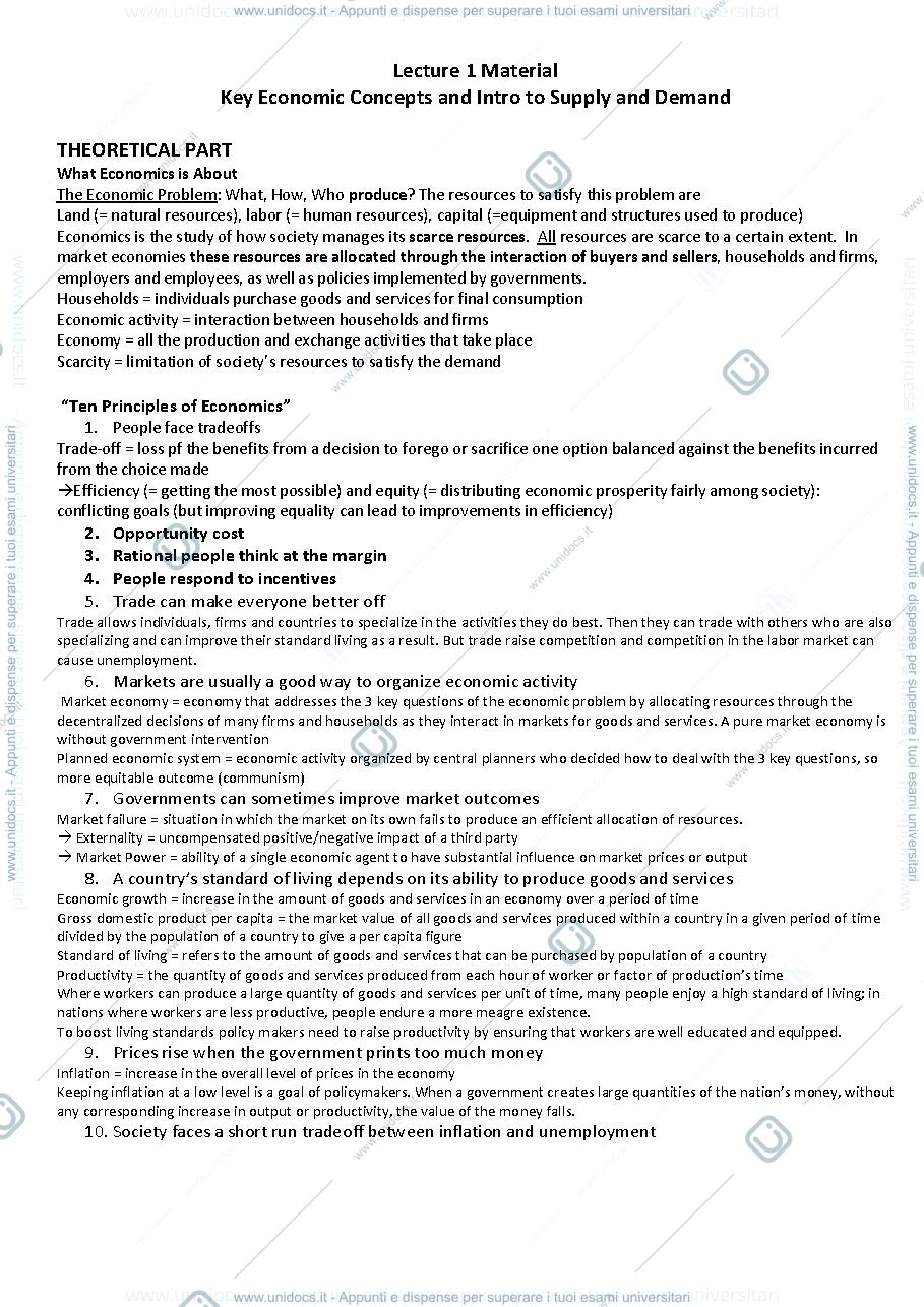 Anteprima pagina 1 — Microeconomics first partial 