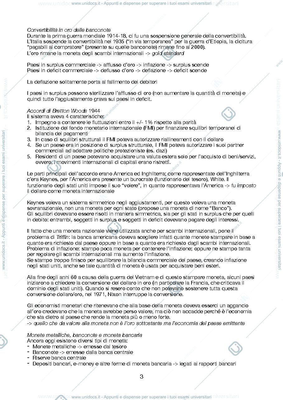 Anteprima pagina 3 — Ec. Monetaria prima parte, slide + appunti