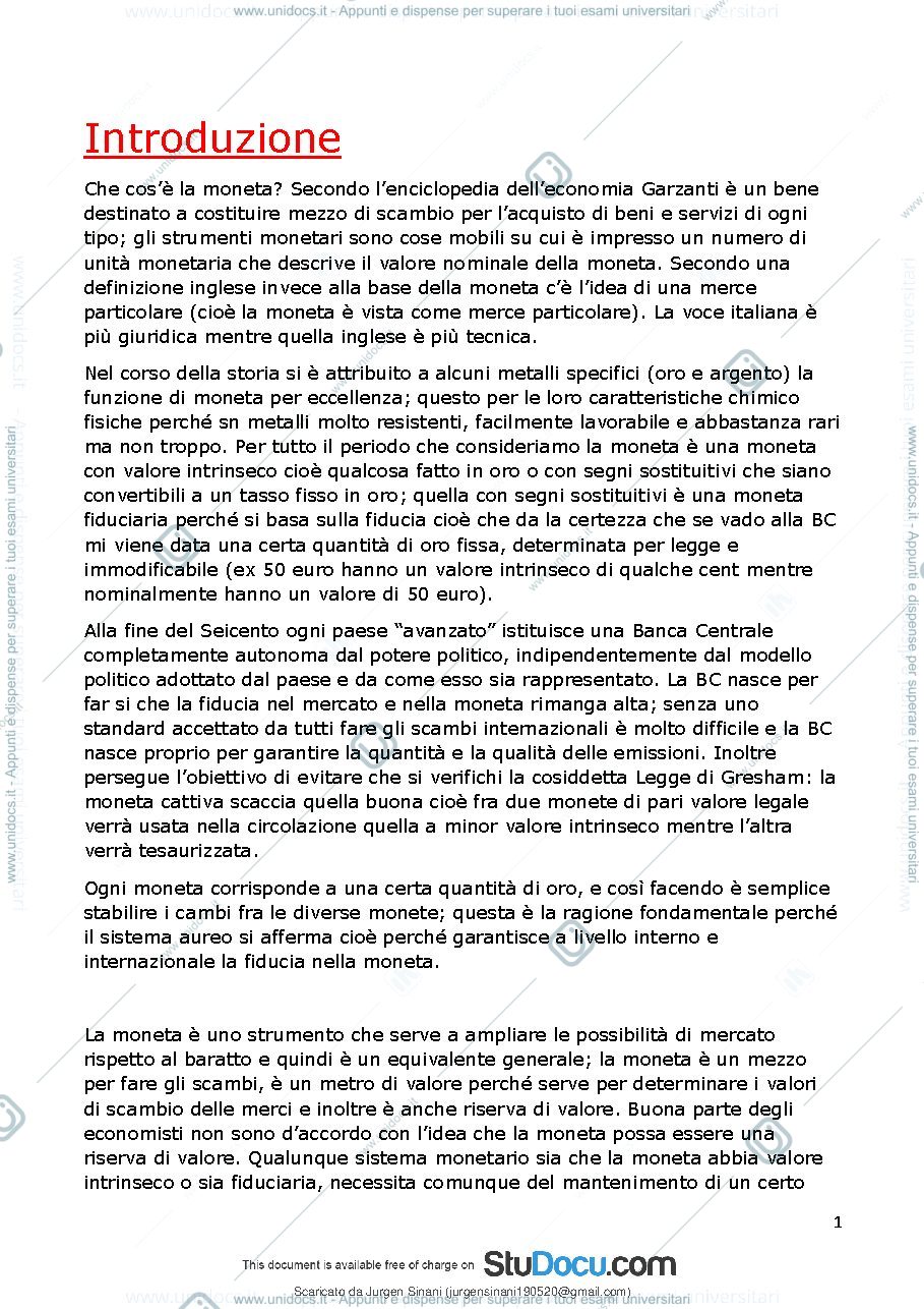 Anteprima pagina 2 — Storia delle teorie monetarie bancarie e finanziarie