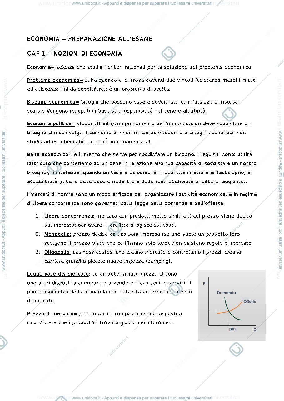 Anteprima pagina 1 — preparazione esame economia