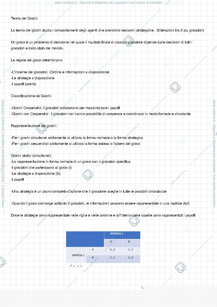 Anteprima pagina 1 — Teoria dei giochi