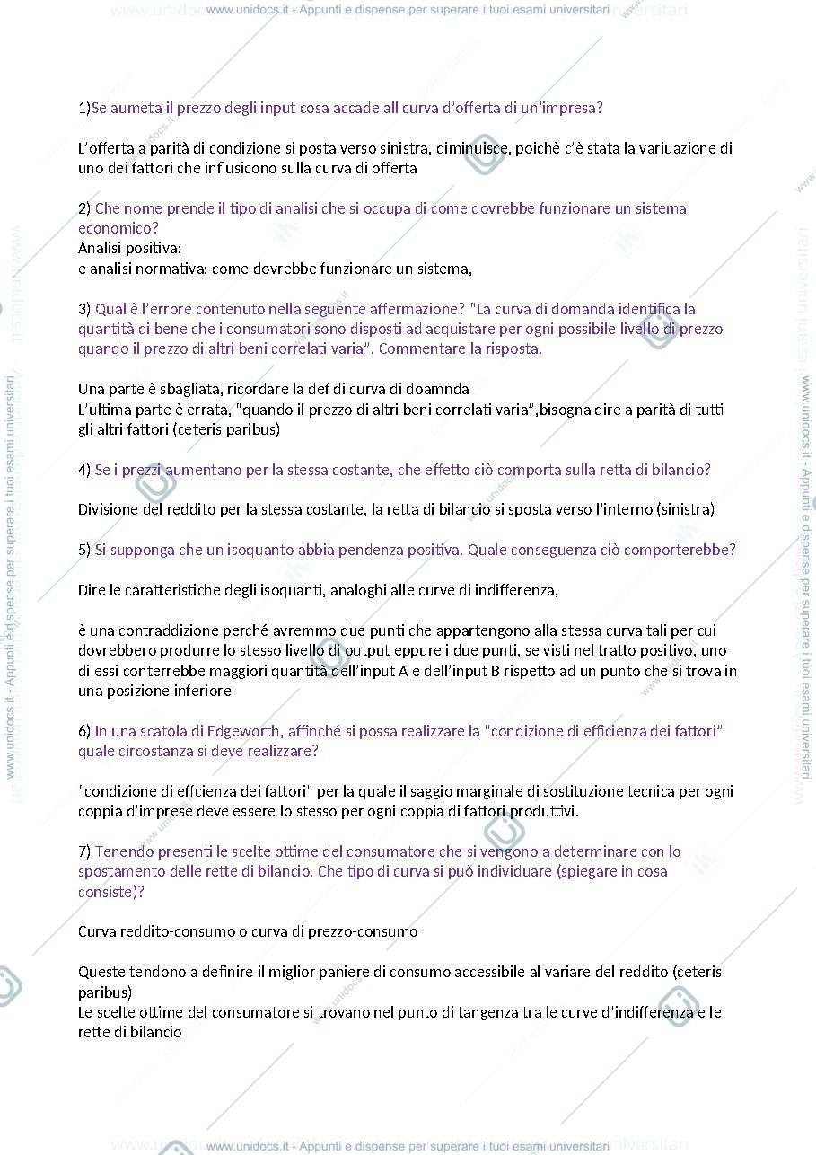 Anteprima pagina 1 — domande possibili esame eco politica