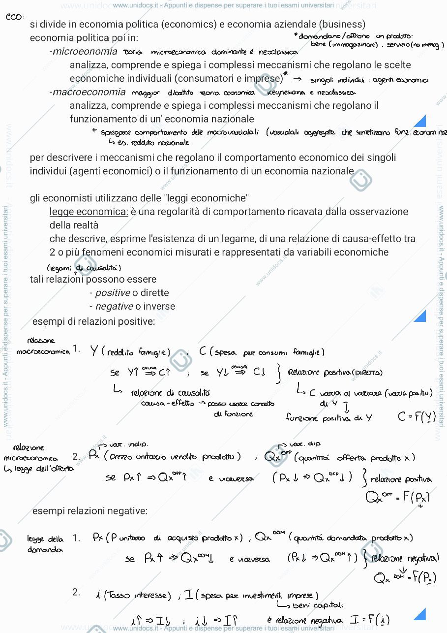 Anteprima pagina 1 — appunti lezione economia politica