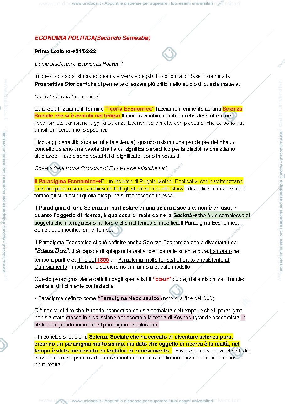 Anteprima pagina 1 — Economia Politica
