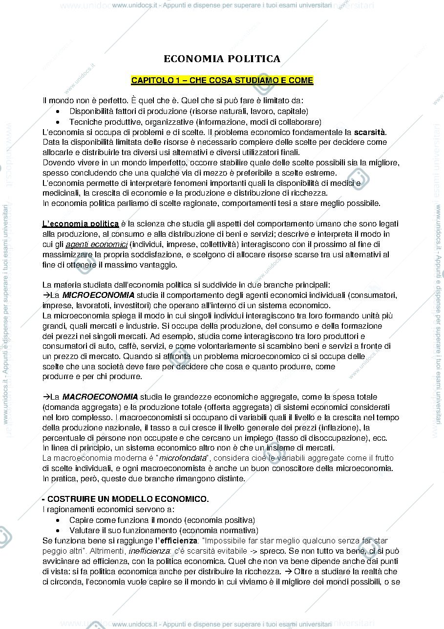 Anteprima pagina 1 — ECONOMIA POLITICA