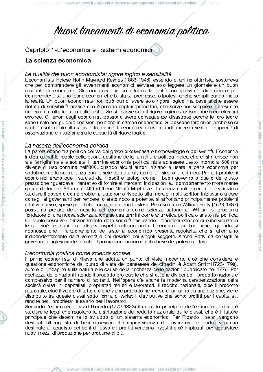 Anteprima pagina 1 — economia politica-lineamenti di economia politica 