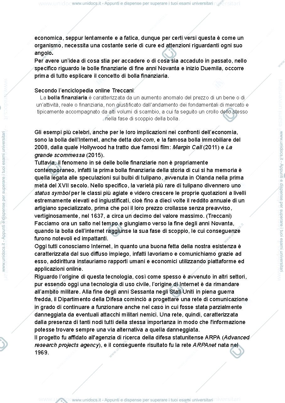 Anteprima pagina 2 — Elaborato sul concetto di bolle finanziarie