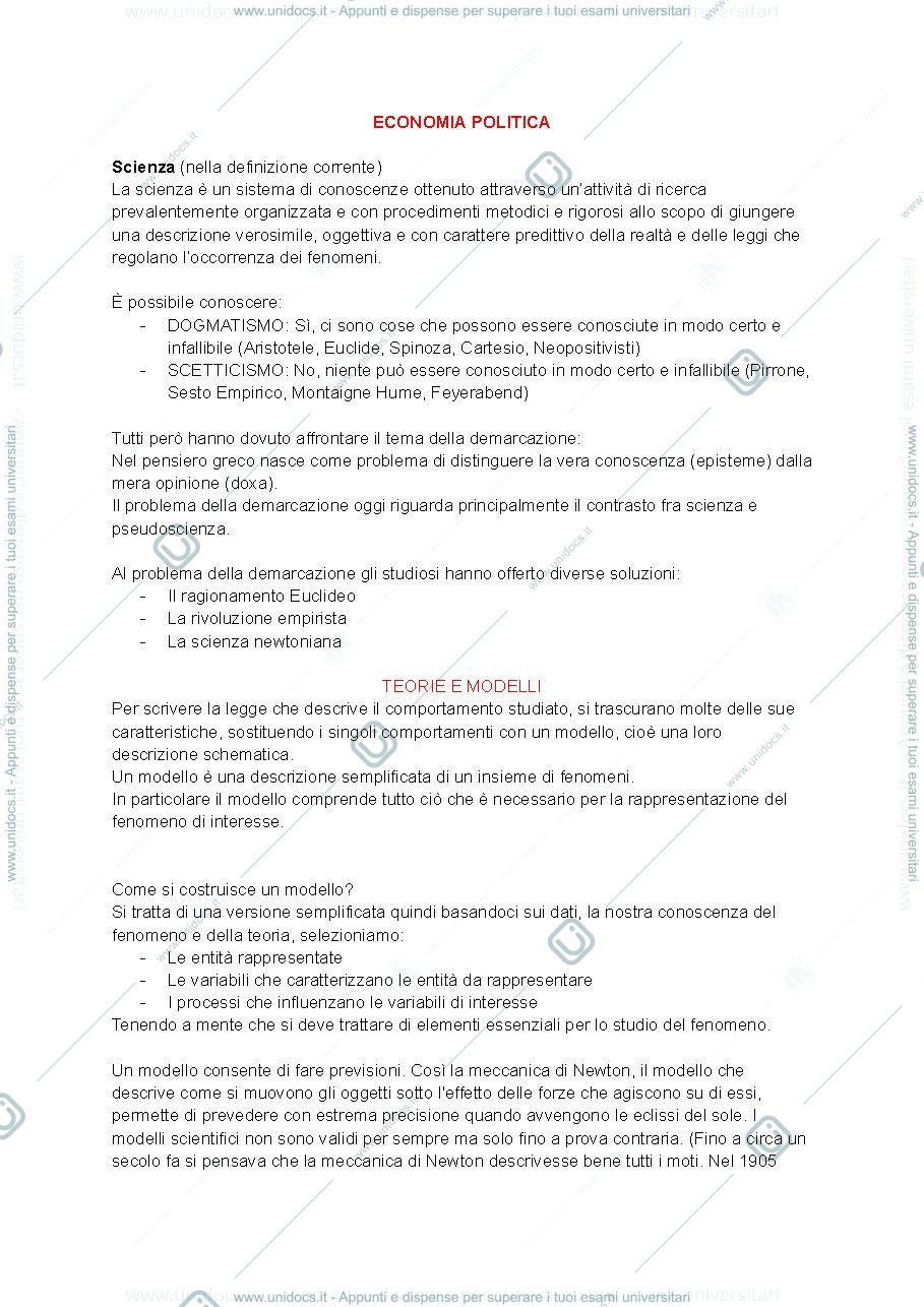 Anteprima pagina 1 — appunti di economia politica magda fontana