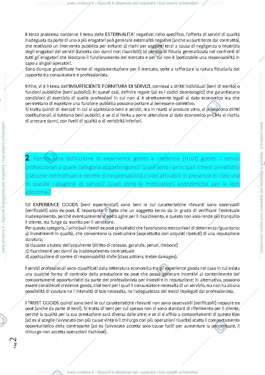 Anteprima pagina 2 — Domande con risposte esame economia della regolazione