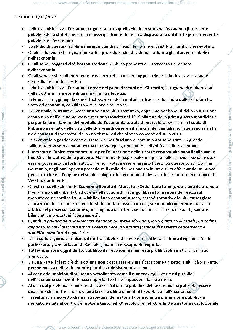 Anteprima pagina 1 — Appunti diritto e regolazione dell’economia