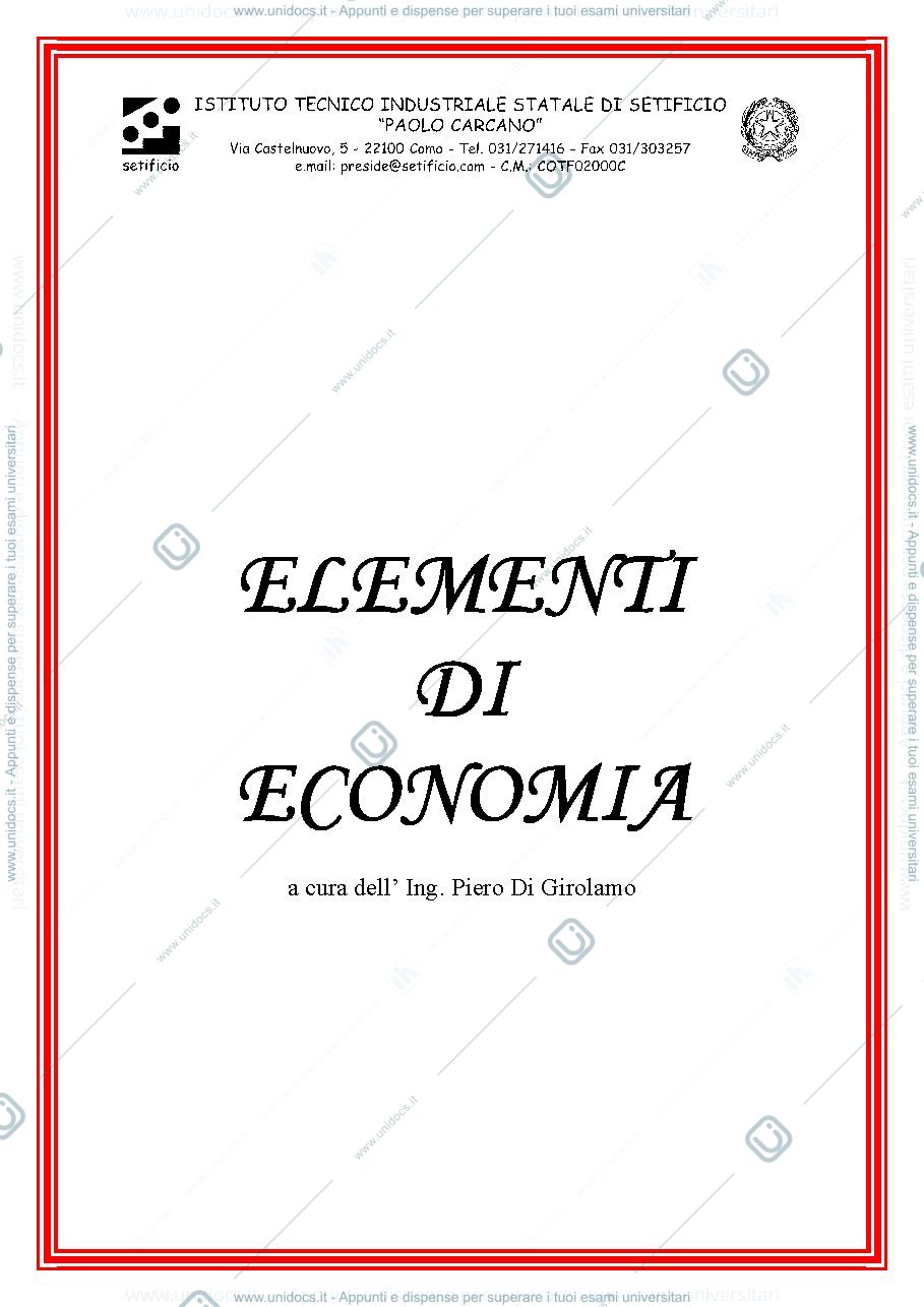 Anteprima pagina 1 — Elementi di economia 