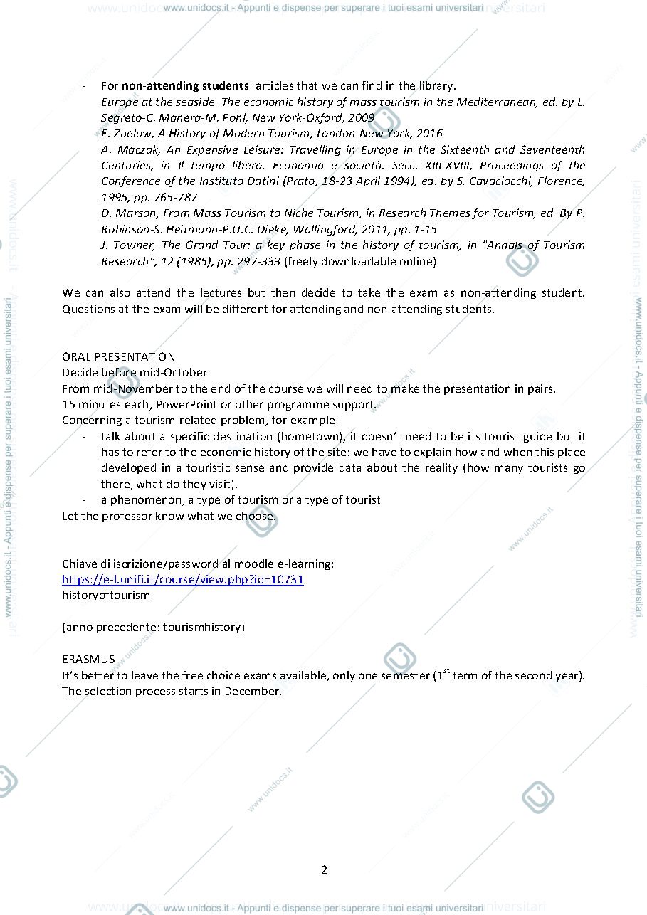 Anteprima pagina 2 — Sbobinature prima parte Economic History of Tourism