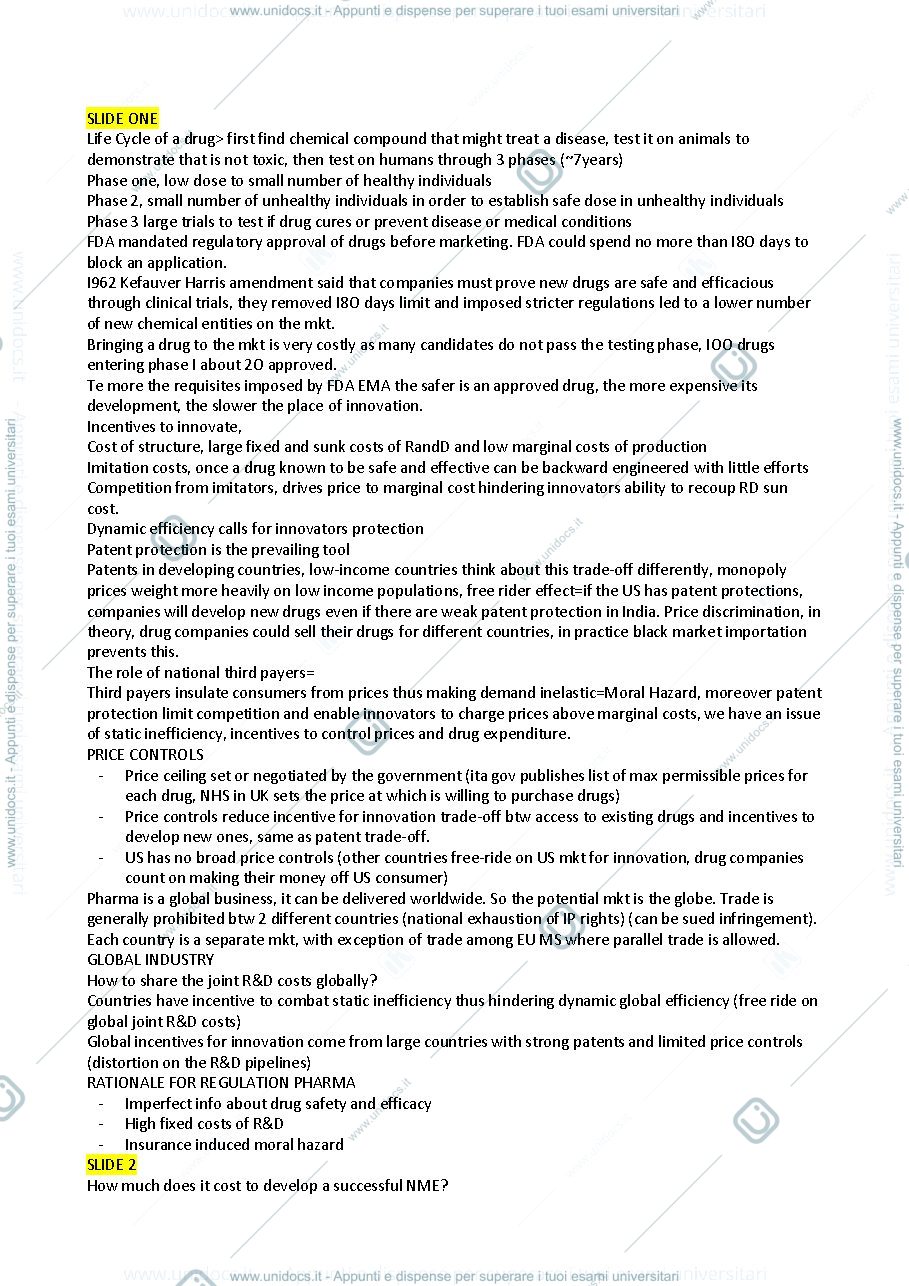 Anteprima pagina 1 — Economics of the biopharmaceutical industry. Slides