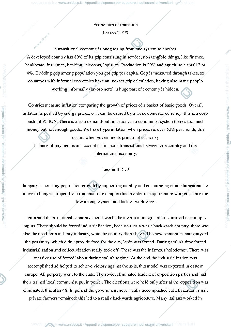 Anteprima pagina 1 — Economics of Transition in Eastern Europe