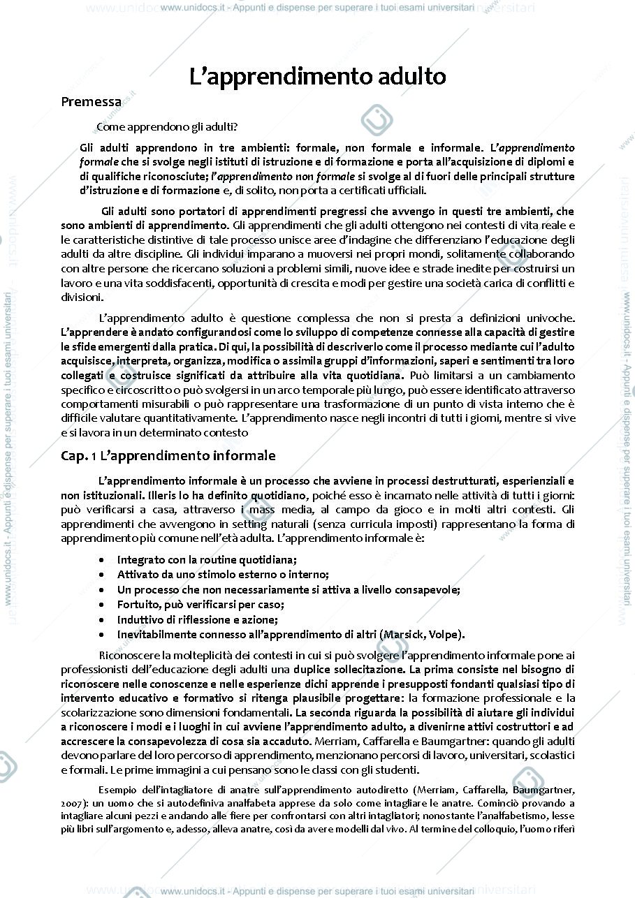 Anteprima pagina 1 — L'apprendimento adulto