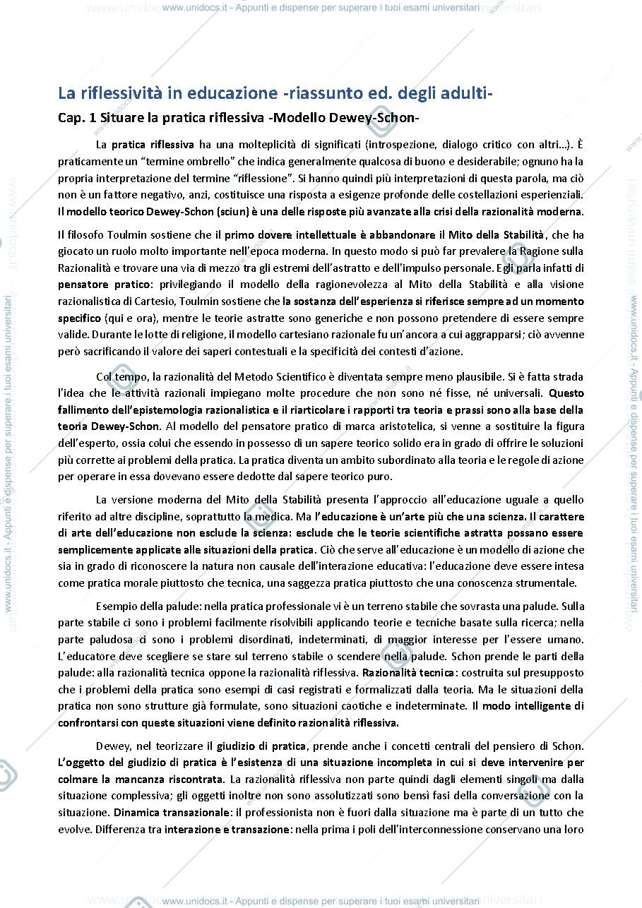 Anteprima pagina 1 — La riflessività in educazione