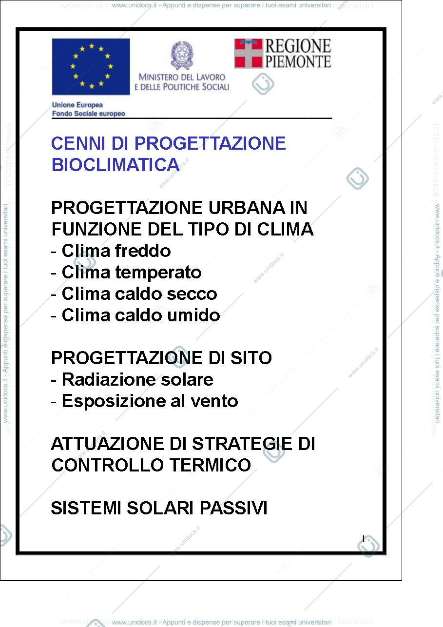 Anteprima pagina 1 — Lezione 2 - Bioclimatica
