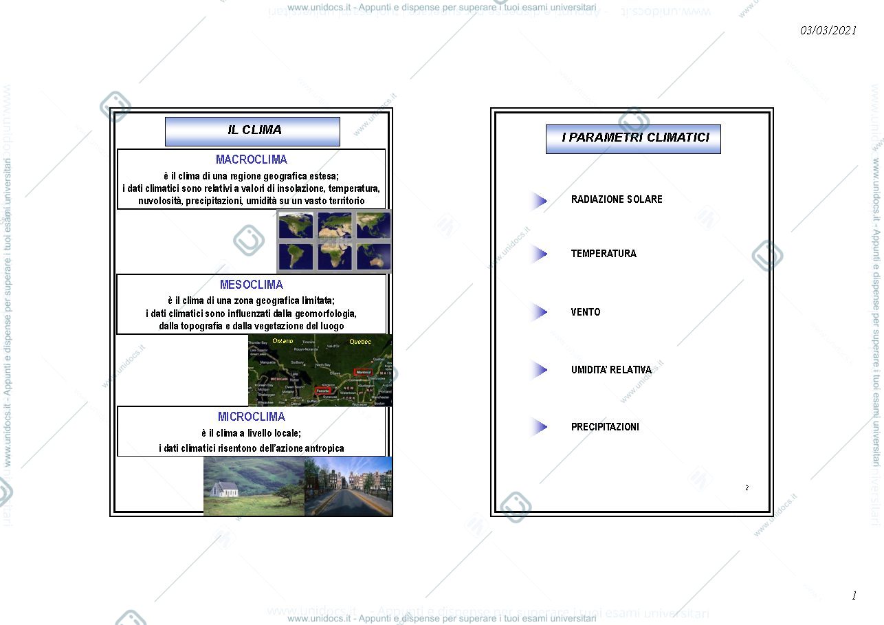 Anteprima pagina 1 — Lezione 1 - Clima