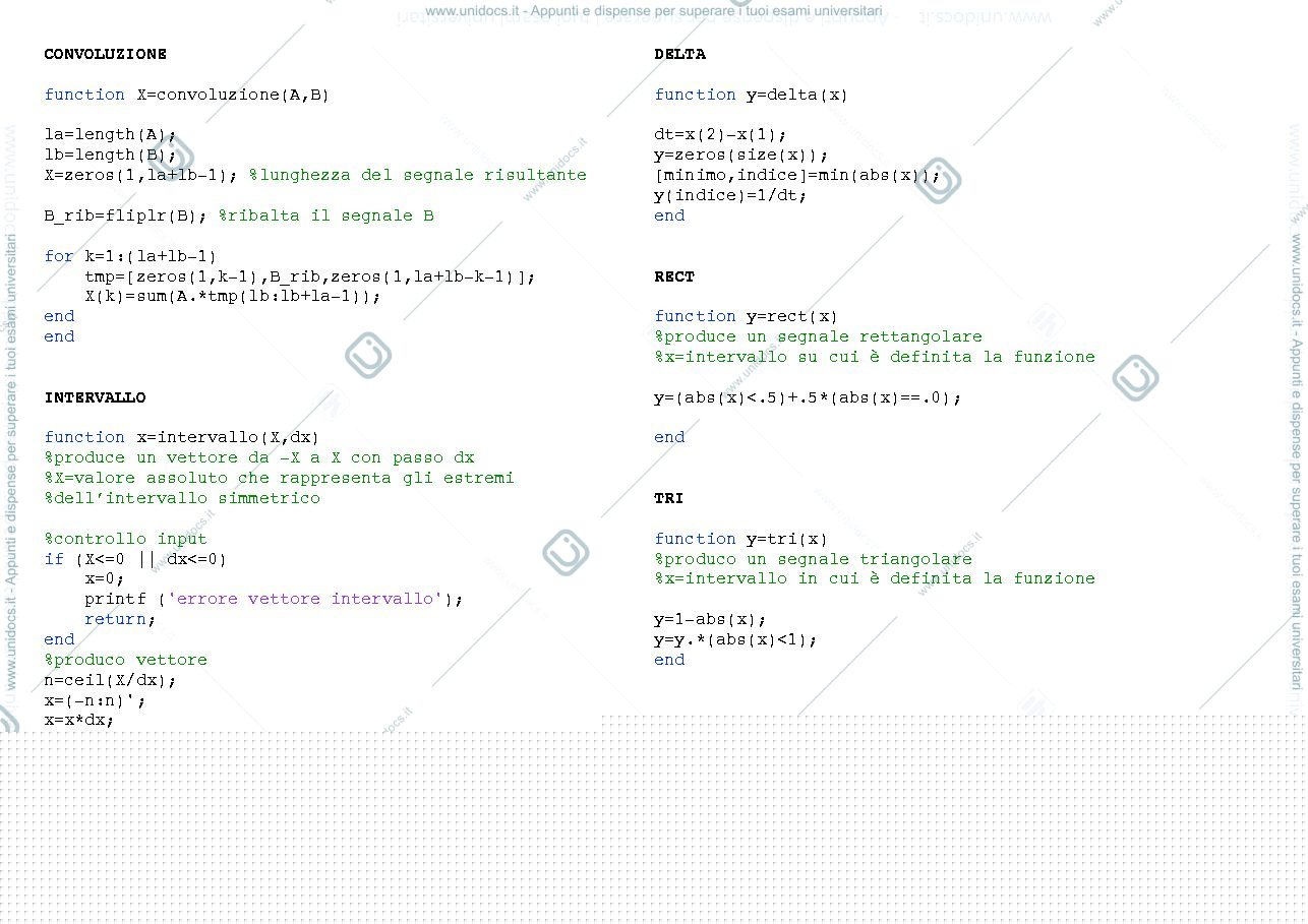 Anteprima pagina 1 — Funzioni matlab 
