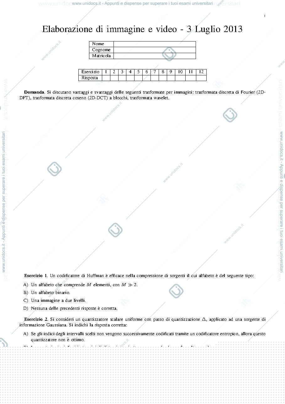 Anteprima pagina 1 — Tema d'esame EIV