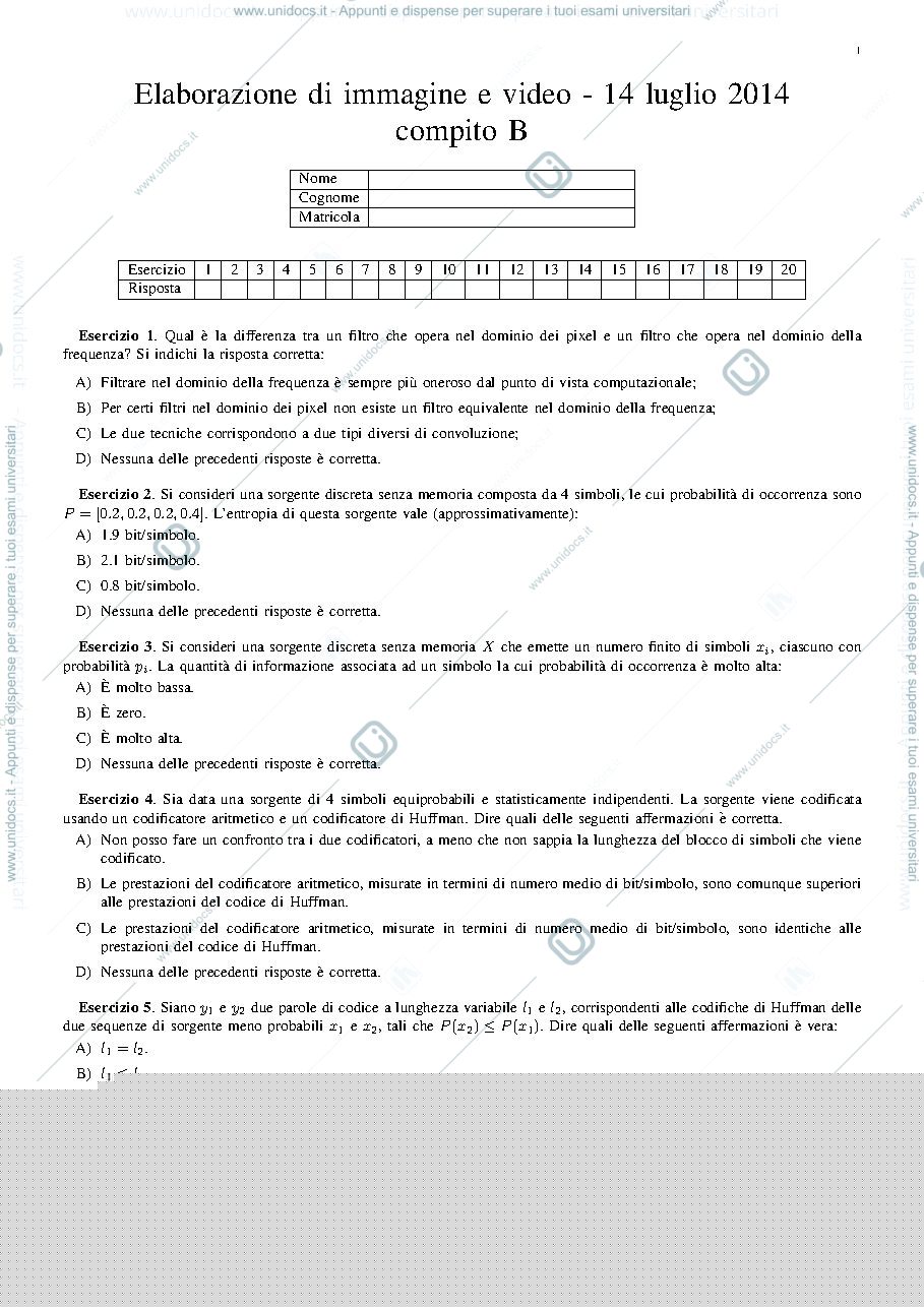 Anteprima pagina 1 — Tema d'esame EIV