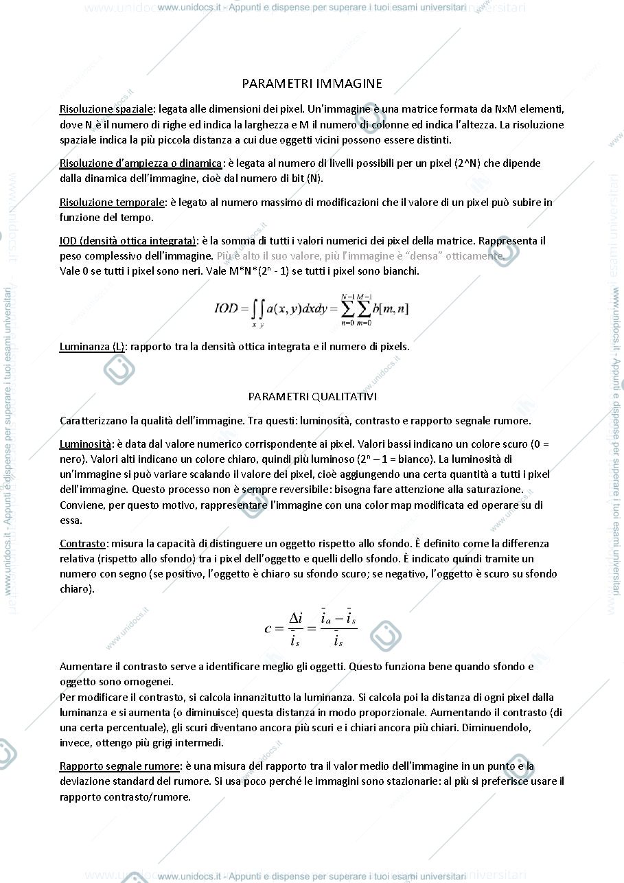 Anteprima pagina 2 — Riassunto lezioni di elaborazione di immagini mediche