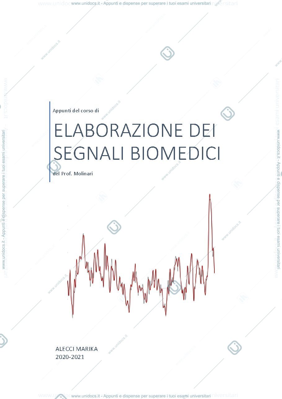 Anteprima pagina 1 — Elaborazione dei segnali biomedici