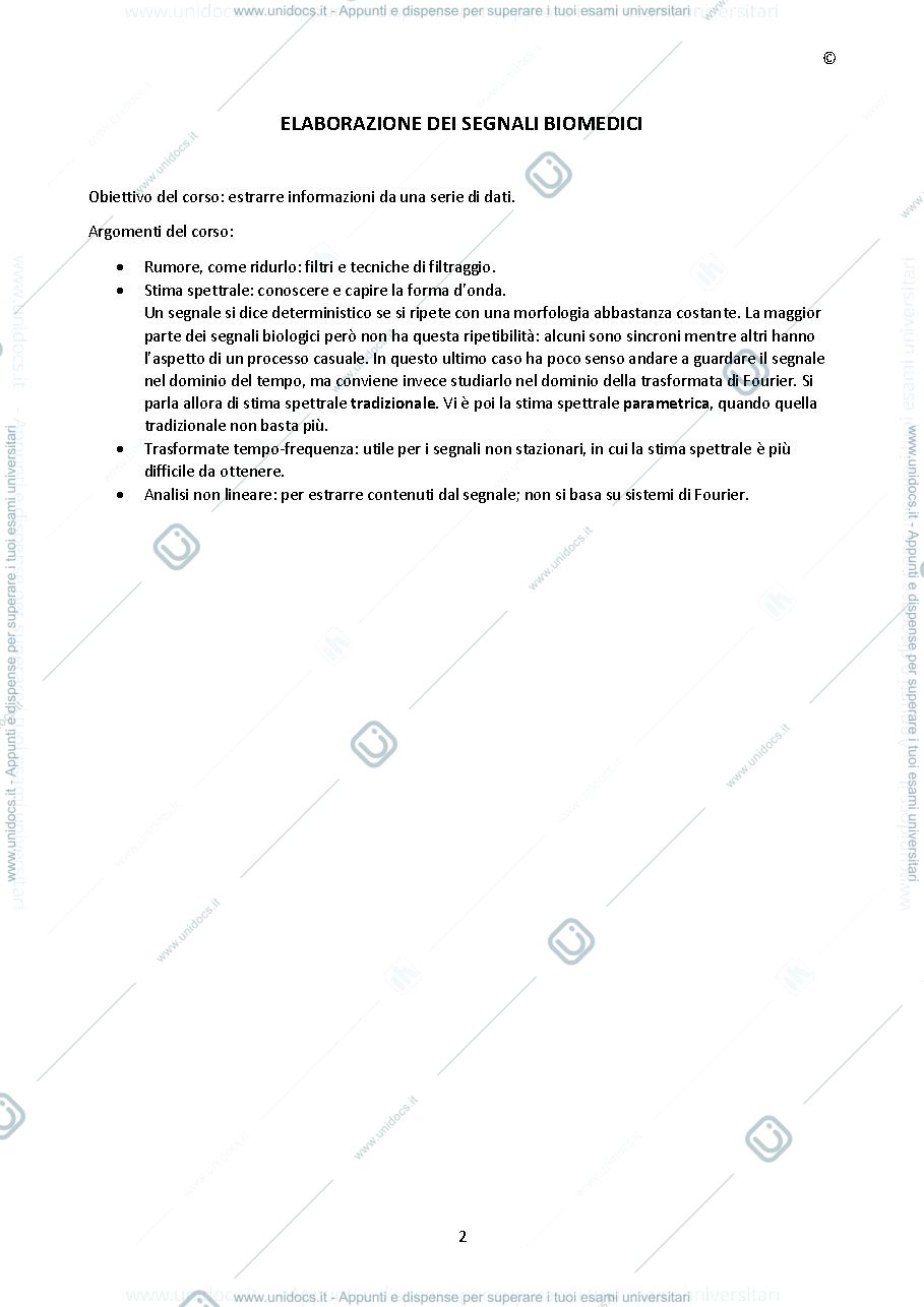 Anteprima pagina 3 — Elaborazione dei segnali biomedici