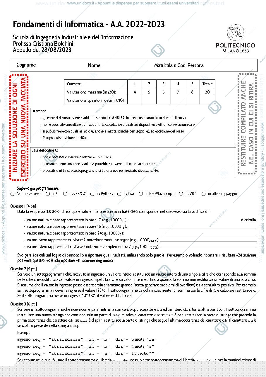 Anteprima pagina 1 — domande informatica