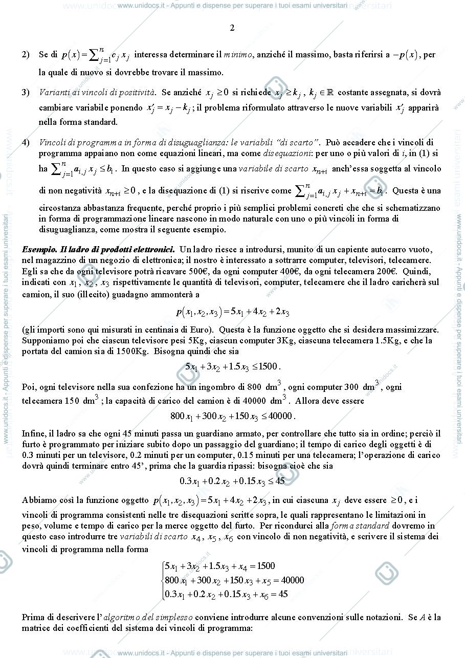 Anteprima pagina 2 — Programmazione lineare e metodo del simplesso