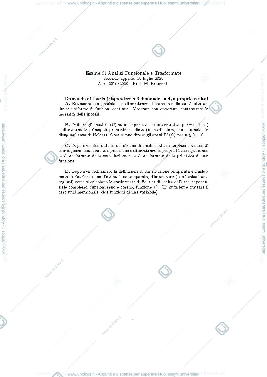 Anteprima pagina 1 — anfunz2020_appello2 esami prof: Bramanti