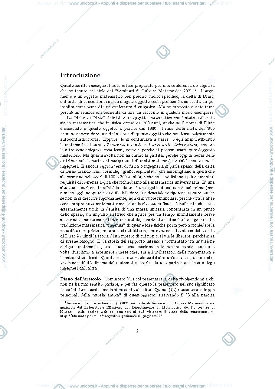 Anteprima pagina 2 — delta_dirac_dispensa per corso prof: Bramanti