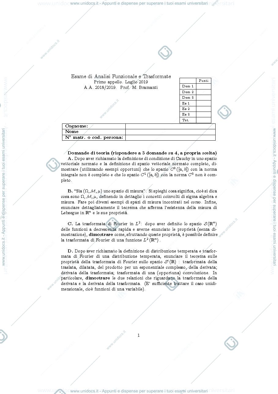 Anteprima pagina 1 — an_funz2019_appello1 esami corso prof: Bramanti