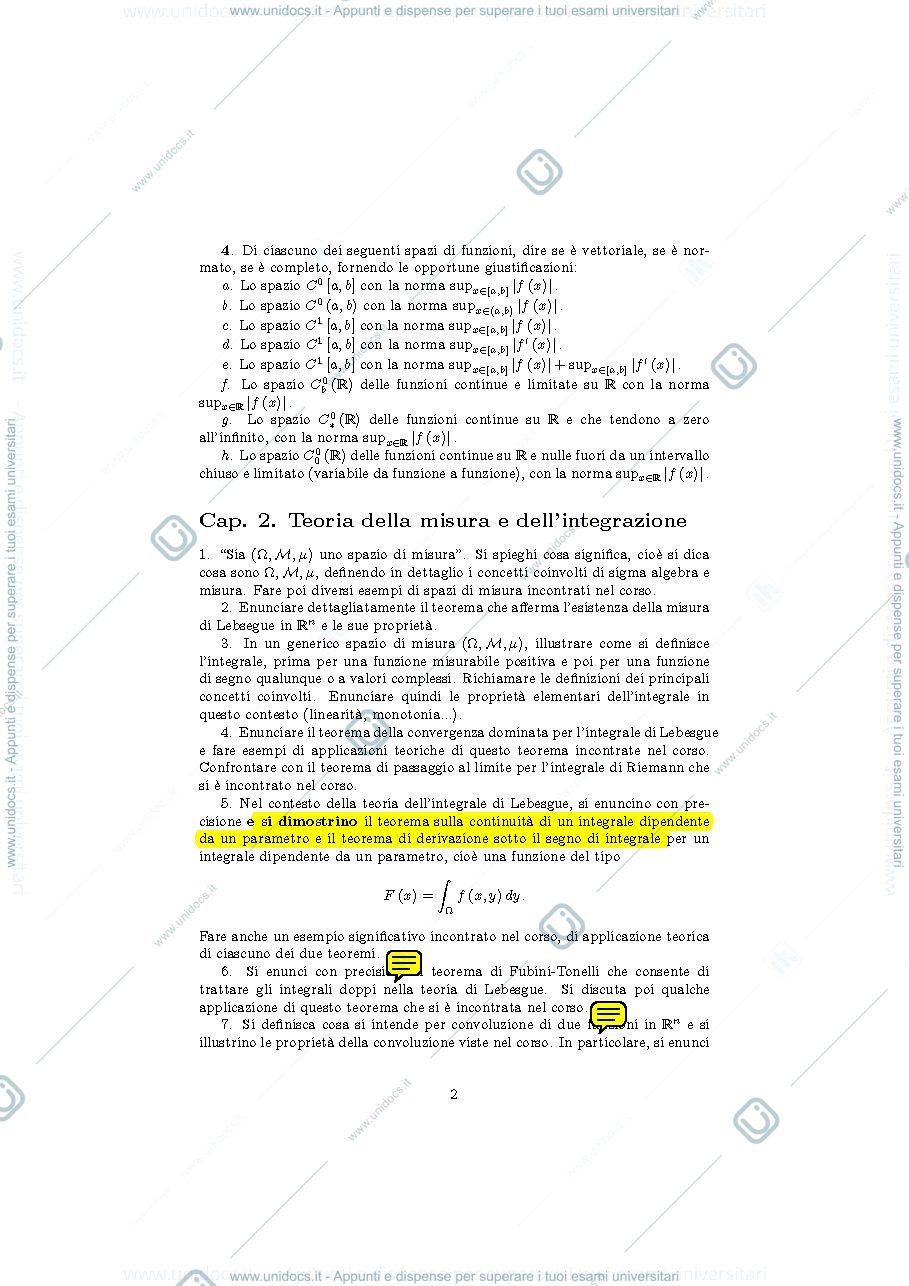 Anteprima pagina 2 — Domande tipo di teoria Prima prova in itinere (con risposte) prof: Bramanti