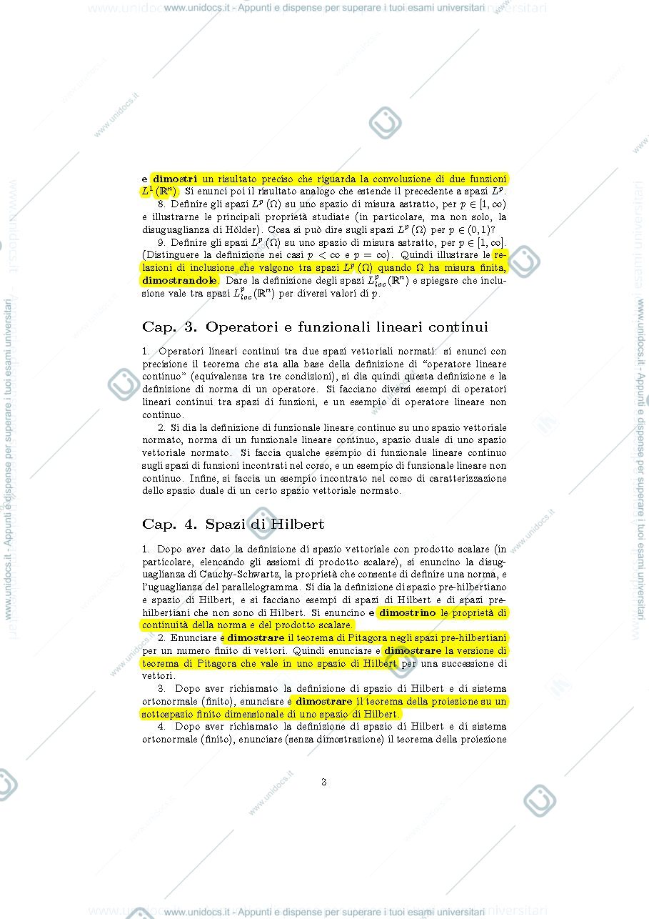 Anteprima pagina 3 — Domande tipo di teoria Prima prova in itinere (con risposte) prof: Bramanti