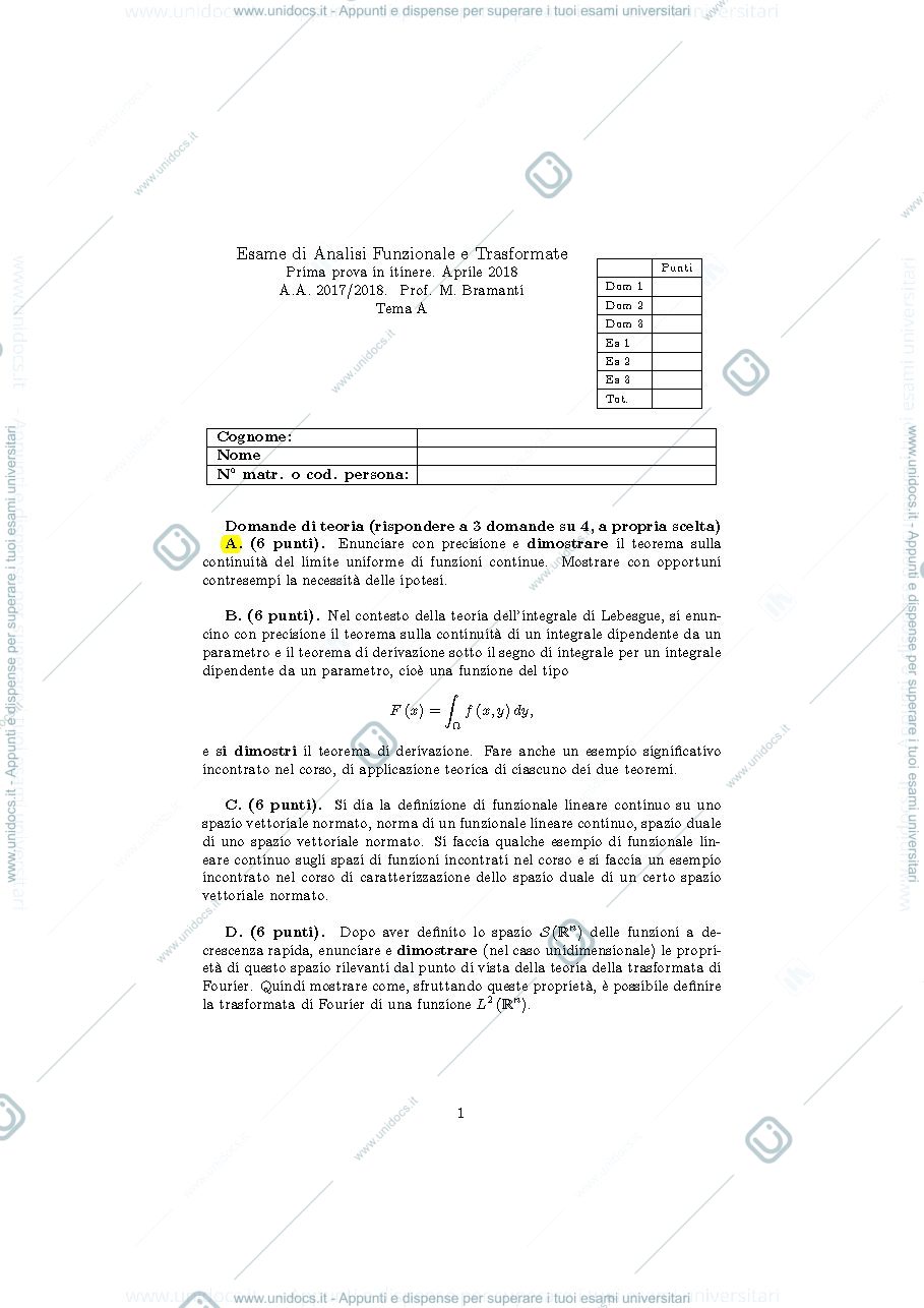 Anteprima pagina 1 — an_funz2018_itinere1 esami corso prof: Bramanti