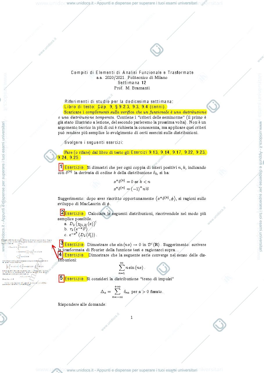 Anteprima pagina 1 — esercizi corso prof: Bramanti