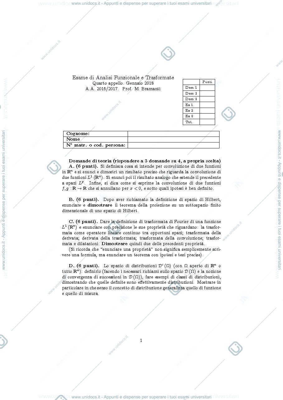 Anteprima pagina 1 — an_funz_2017_appello4 esami corso prof: Bramanti