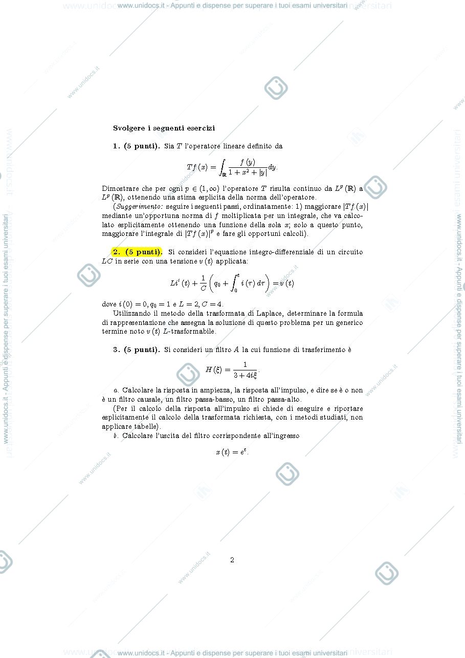 Anteprima pagina 2 — an_funz_2017_appello4 esami corso prof: Bramanti