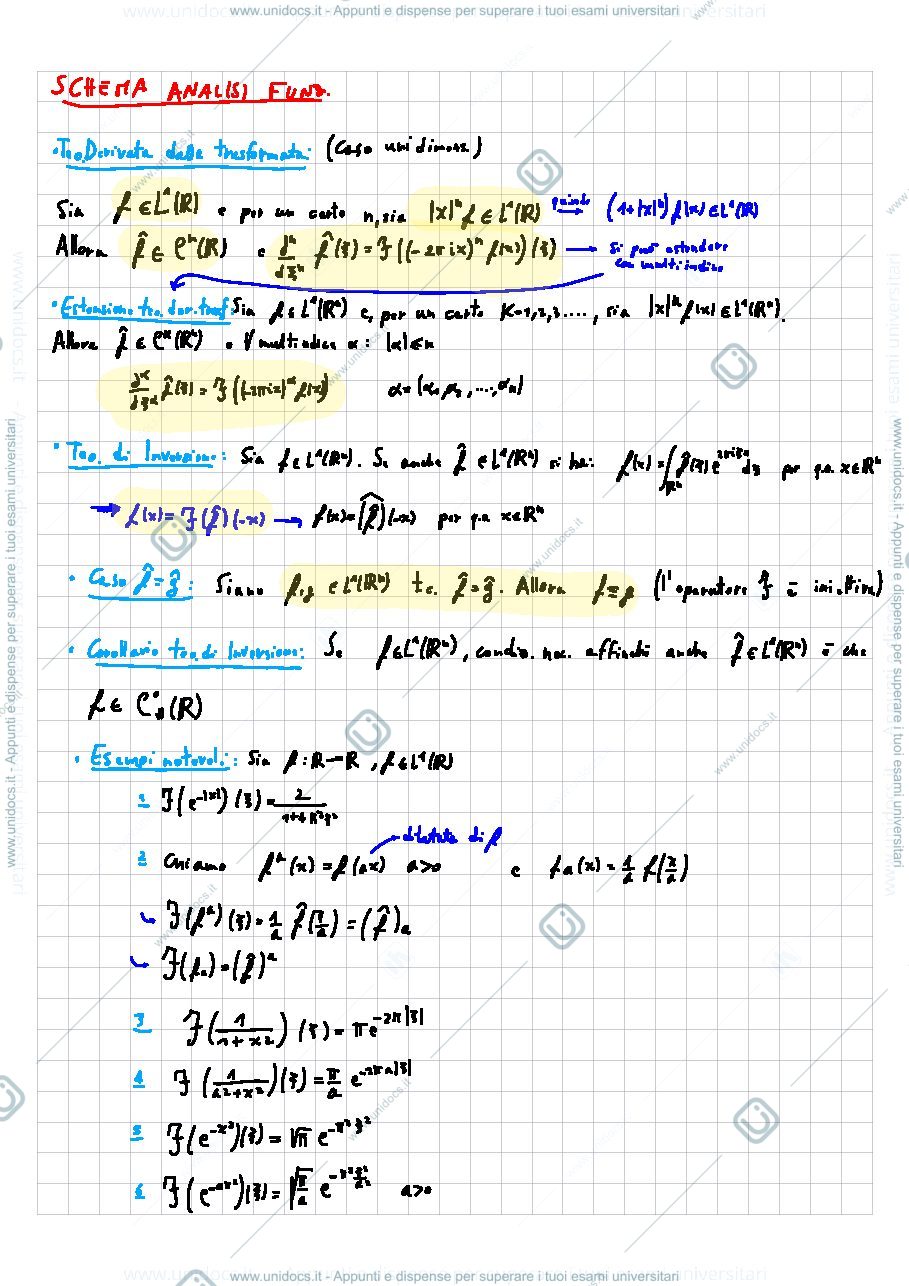 Anteprima pagina 1 — 7. Proprietà trasformata di Fourier e metodi di calcolo schema corso prof: Bramanti