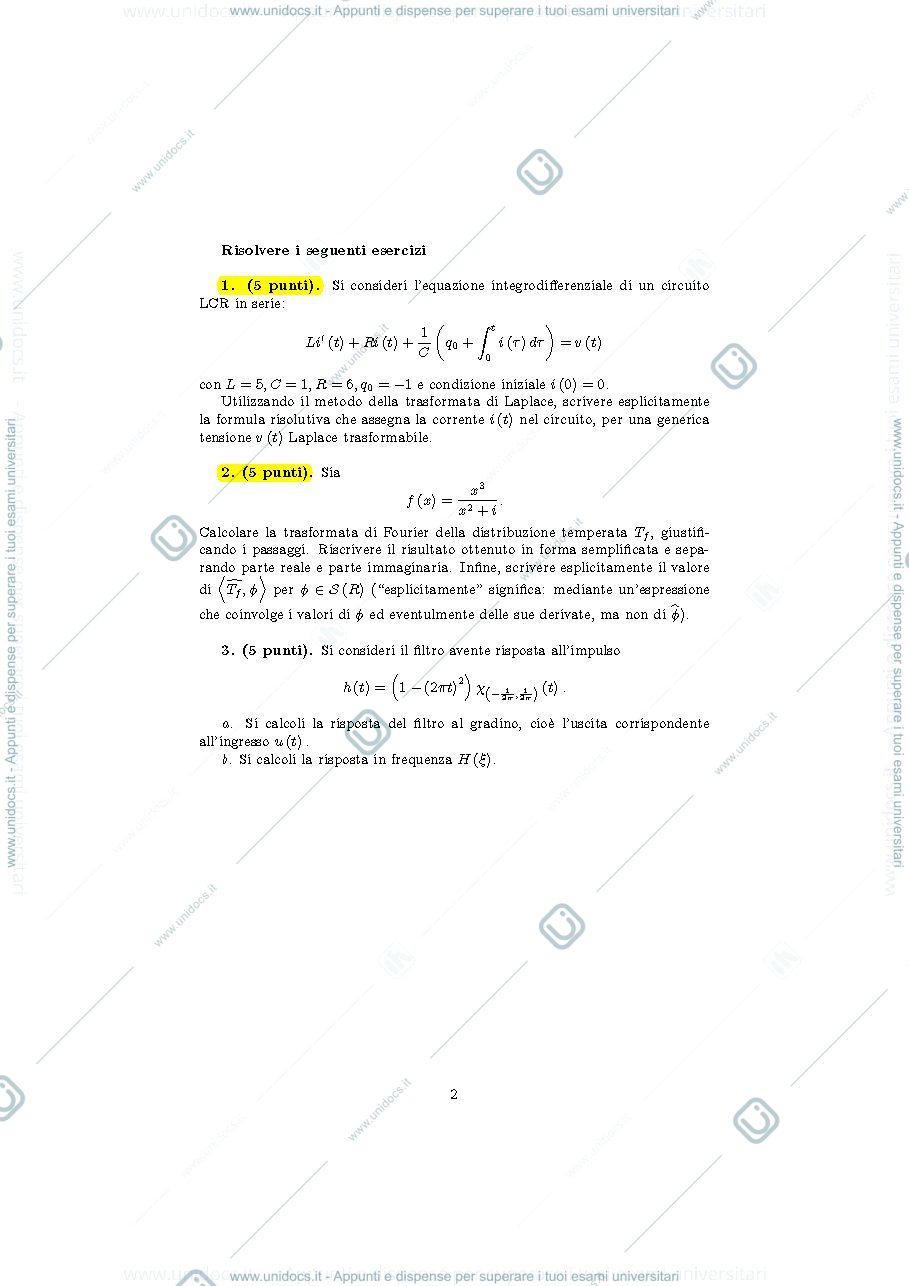 Anteprima pagina 2 — an_funz2018_appello4 esami corso prof: Bramanti
