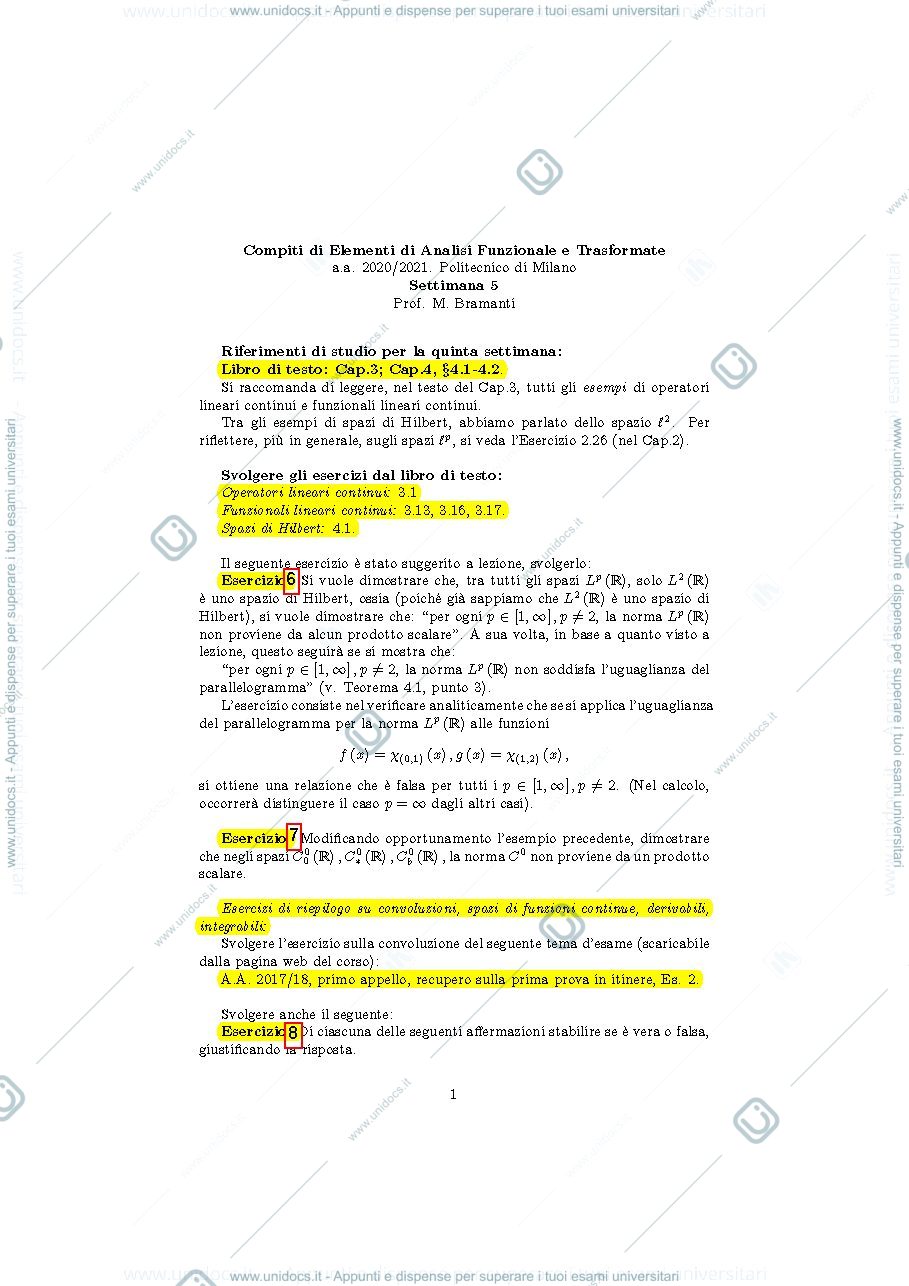 Anteprima pagina 1 — esercizi corso prof: Bramanti