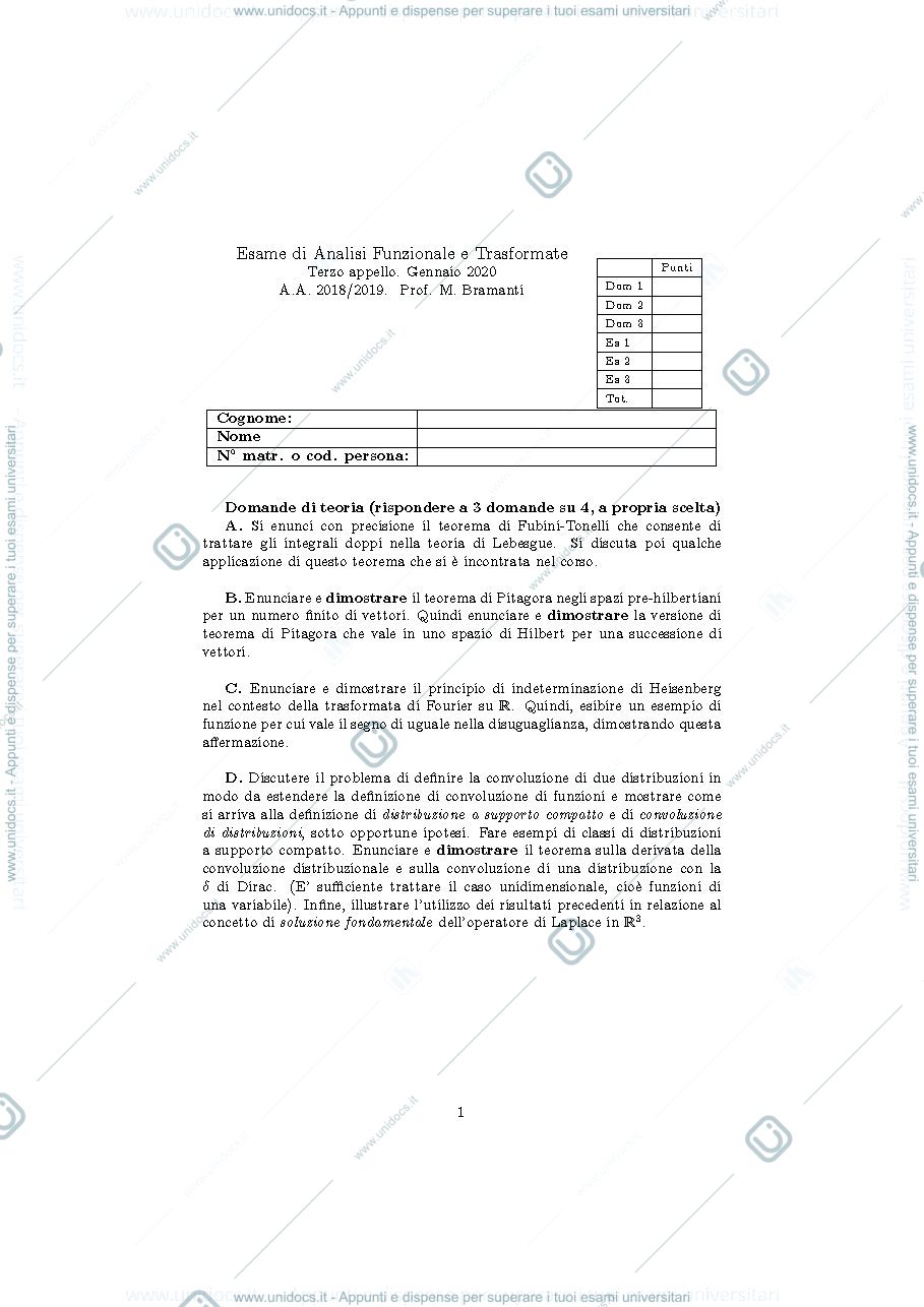 Anteprima pagina 1 — an_funz2019_appello3 esami corso prof: Bramanti