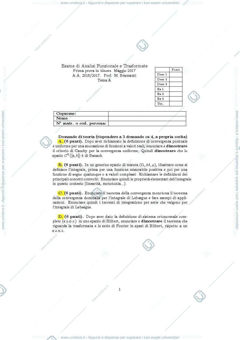 Anteprima pagina 1 — an_funz2017_itinere1 esami corso prof: Bramanti