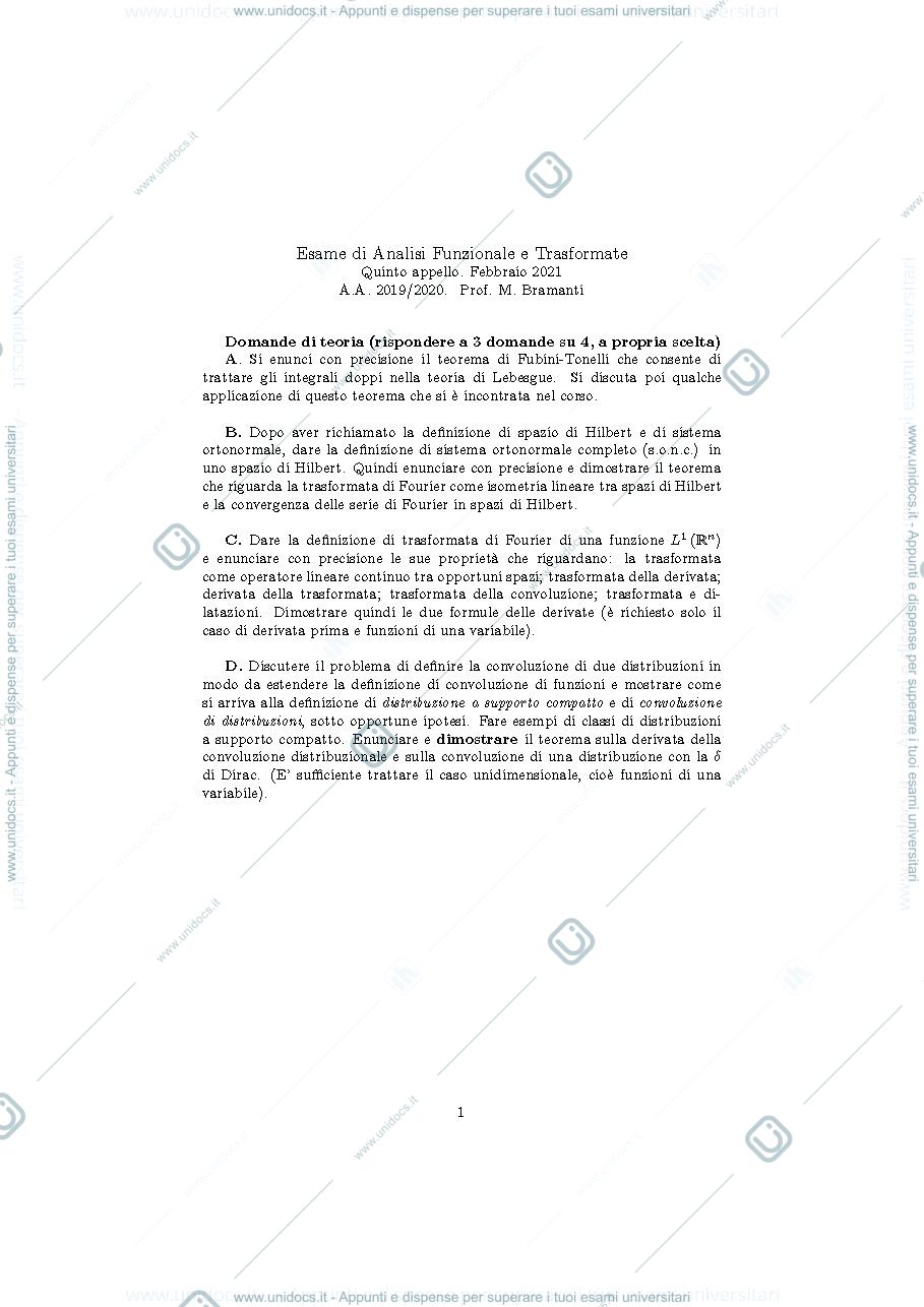 Anteprima pagina 1 — anfunz2020_appello5 esami prof: Bramanti