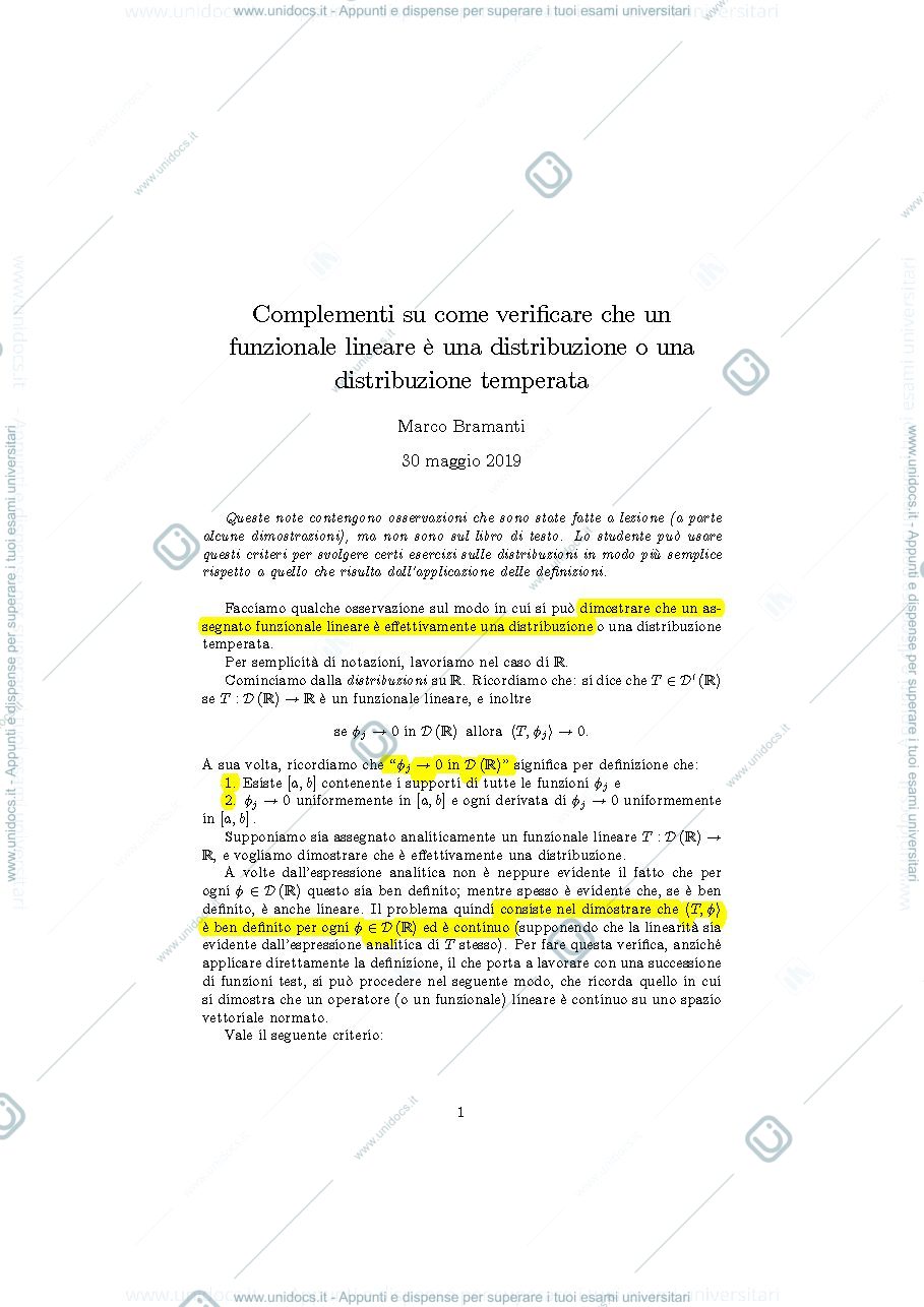 Anteprima pagina 1 — complementi_verifica_def_distribuzione per corso prof: Bramanti