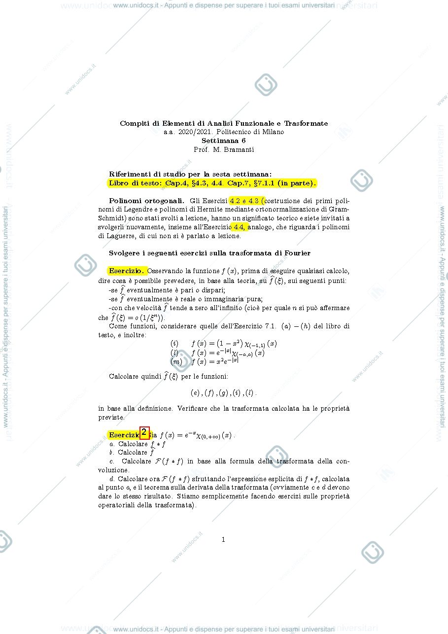 Anteprima pagina 1 — esercizi corso prof: Bramanti