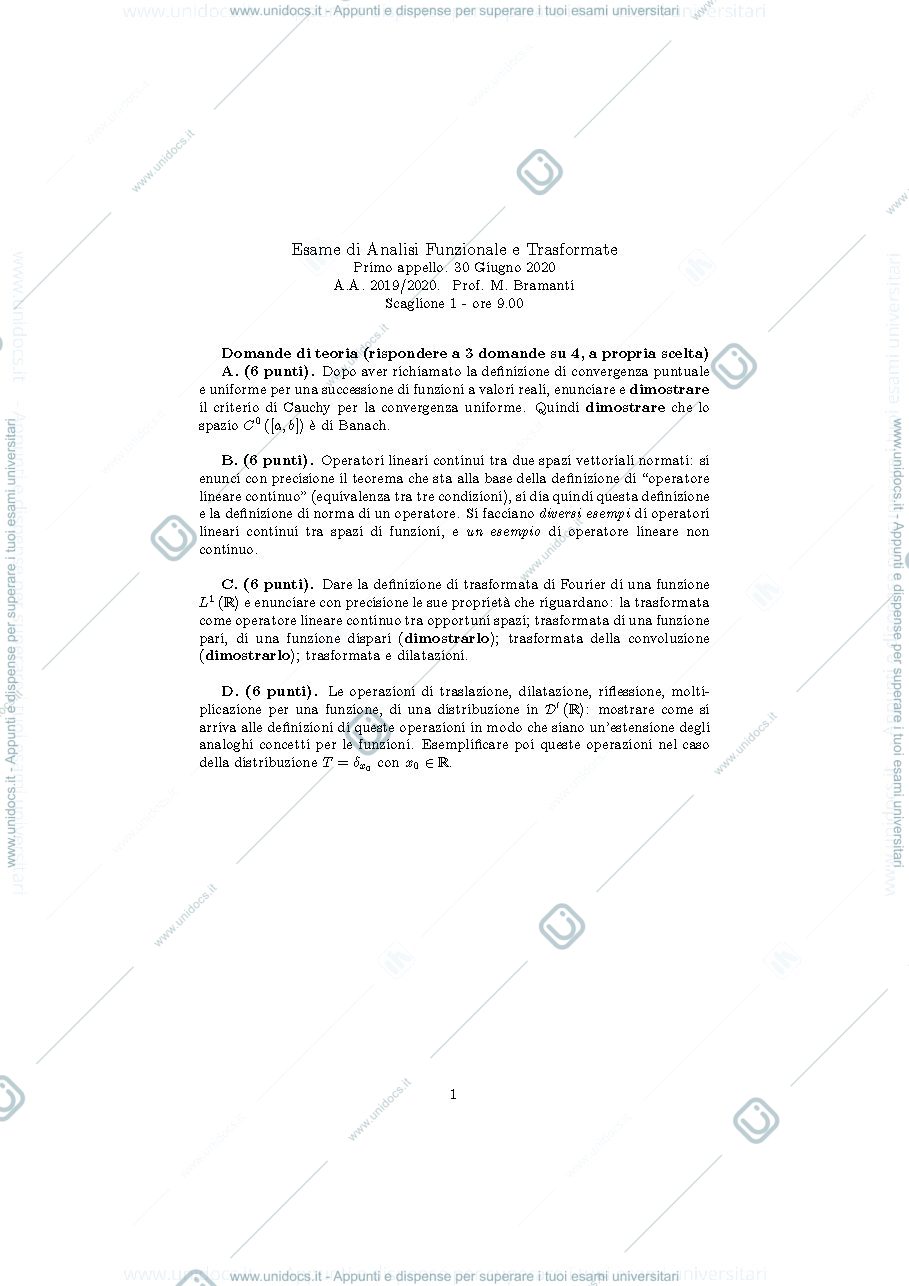 Anteprima pagina 1 — anfunz2020_appello1 esami prof: Bramanti