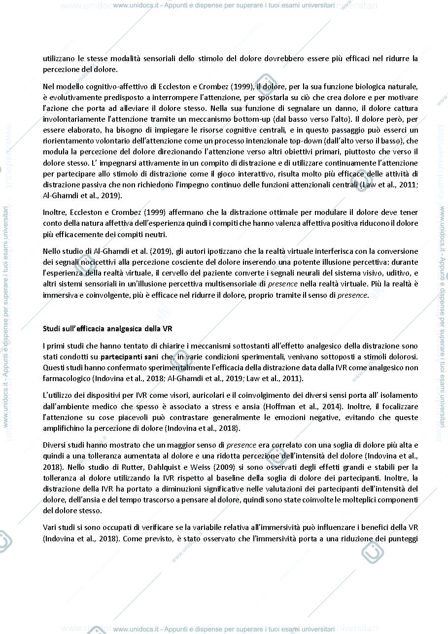 Anteprima pagina 2 — Efficacia analgesica dell’utilizzo della Realtà Virtuale e altre possibili applicazioni